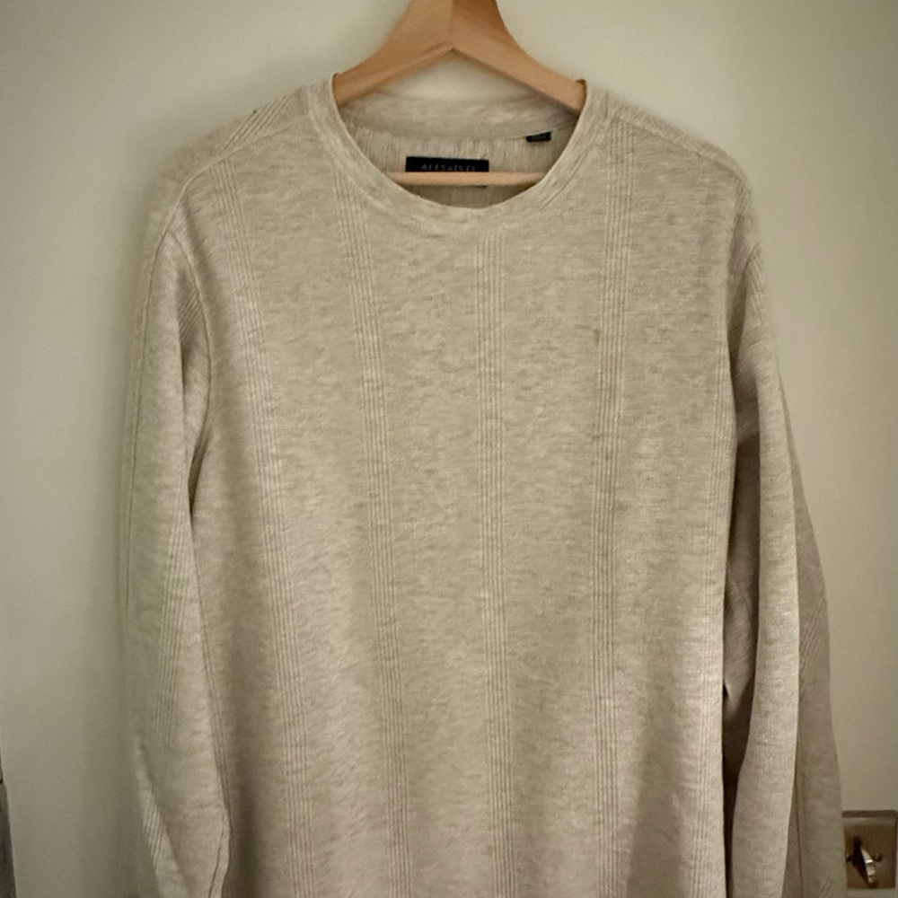 All Saints Cream Crewneck Sweater Classic Knit